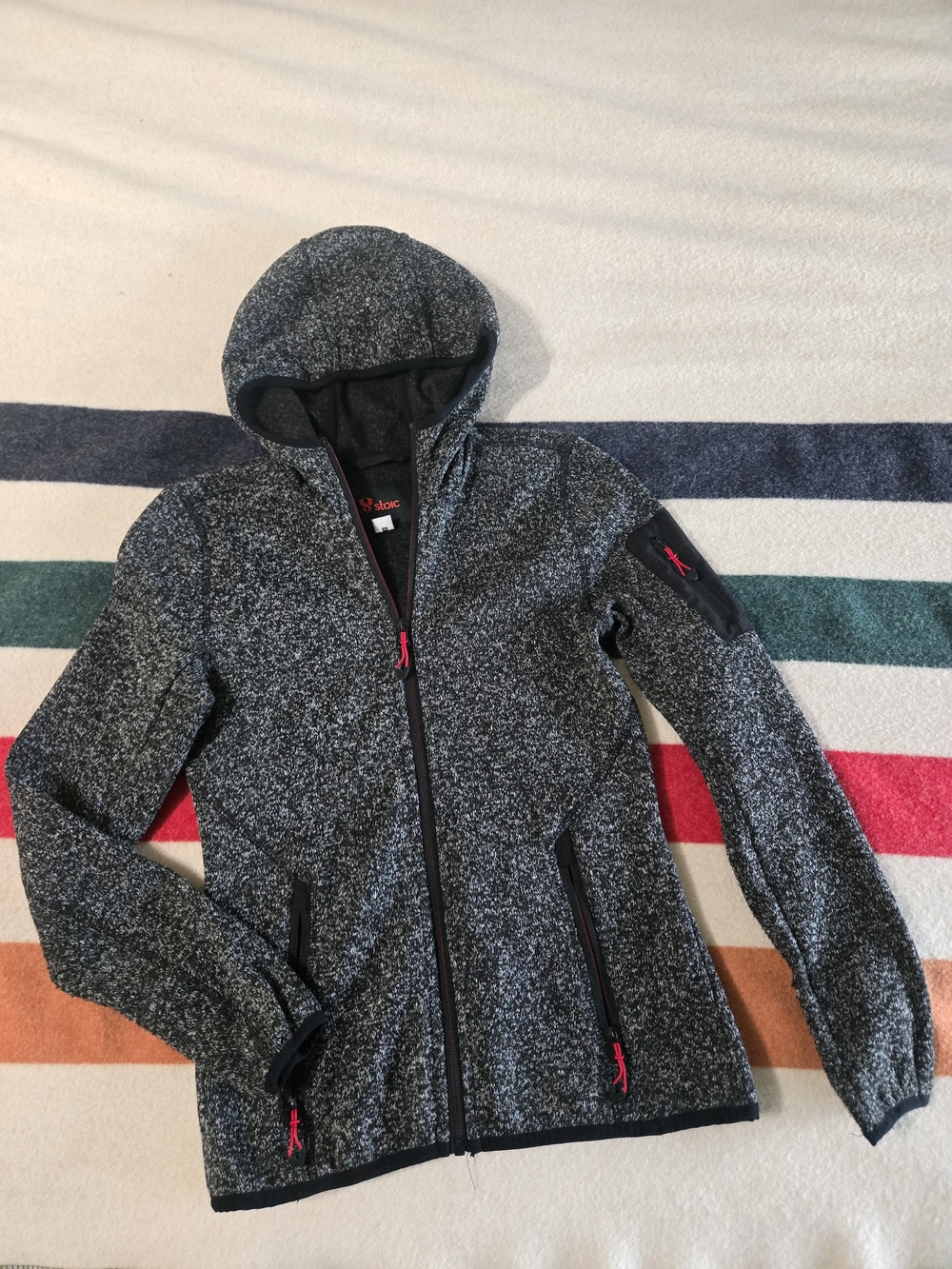 Stoic Hooded Fleece W Zippered Pockets - Black/Gray